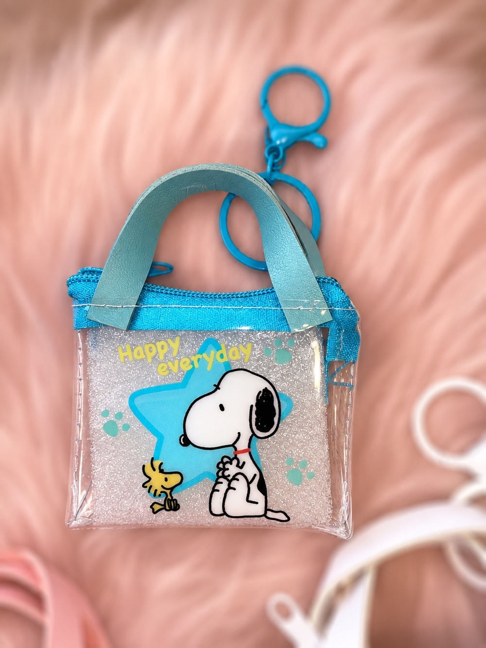 Peanuts Snoopy Clear Mini Tote Keychain - Light Blue